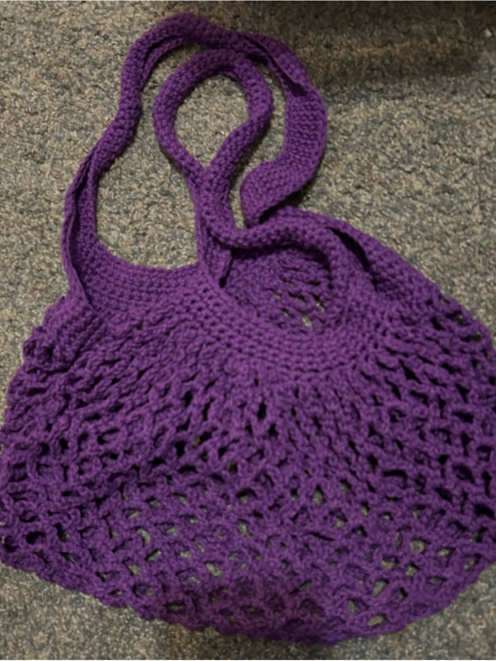 Purple Crochet Net Tote Bag - Unbranded